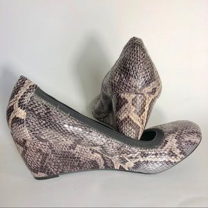 BCBG Paris Snake Print Wedges